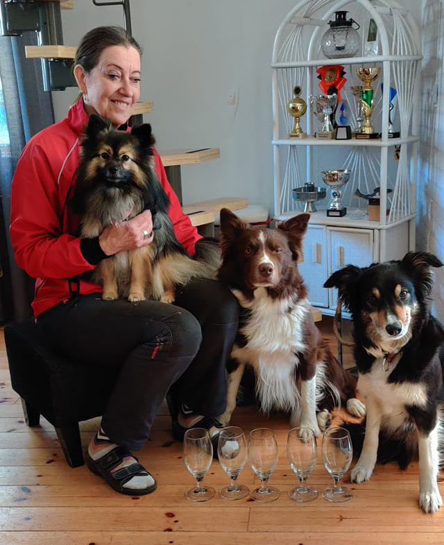 Marita Neteborn med hundarna bruks uppflyttningar 2020